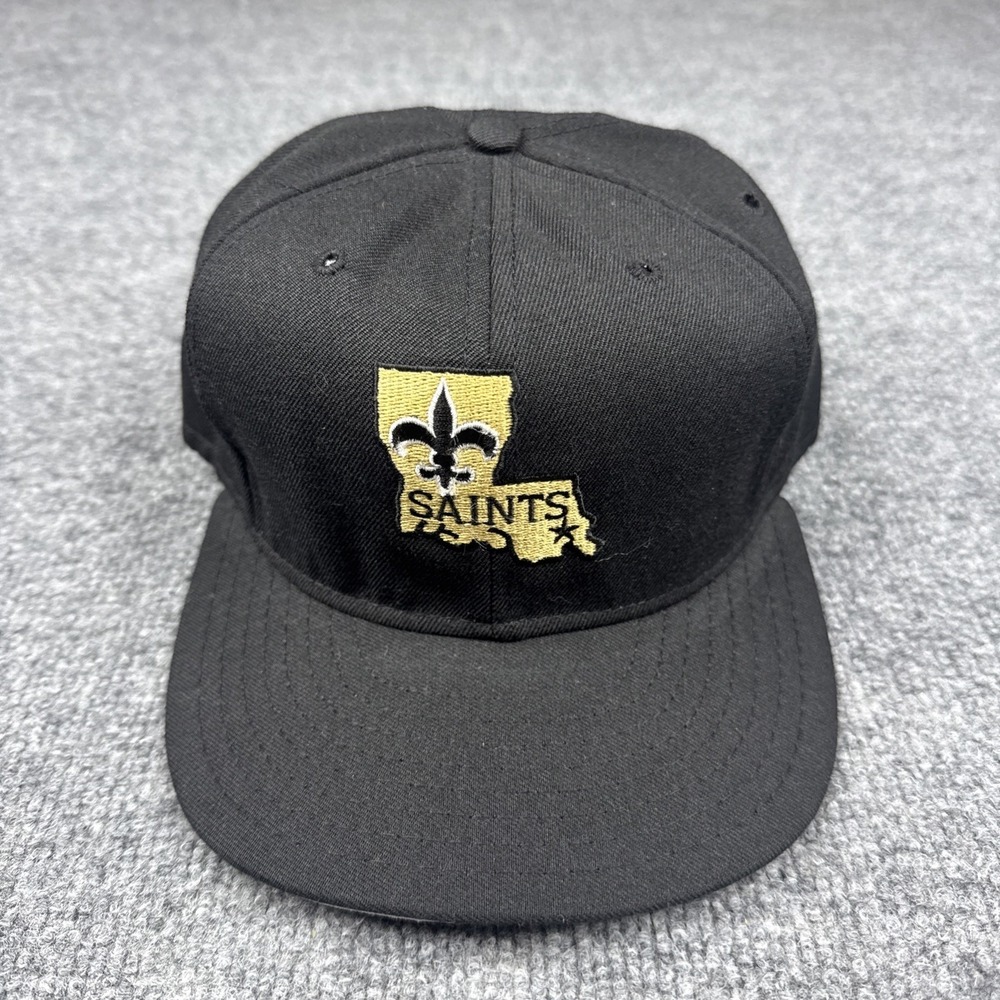 VINTAGE 90s New Orleans‎ Saints Hat Cap Mens Black Pro Line Wool Snapback
